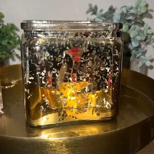 Silver & gold speckled candle holder approx 4” square sparkles lit candle 🕯️​